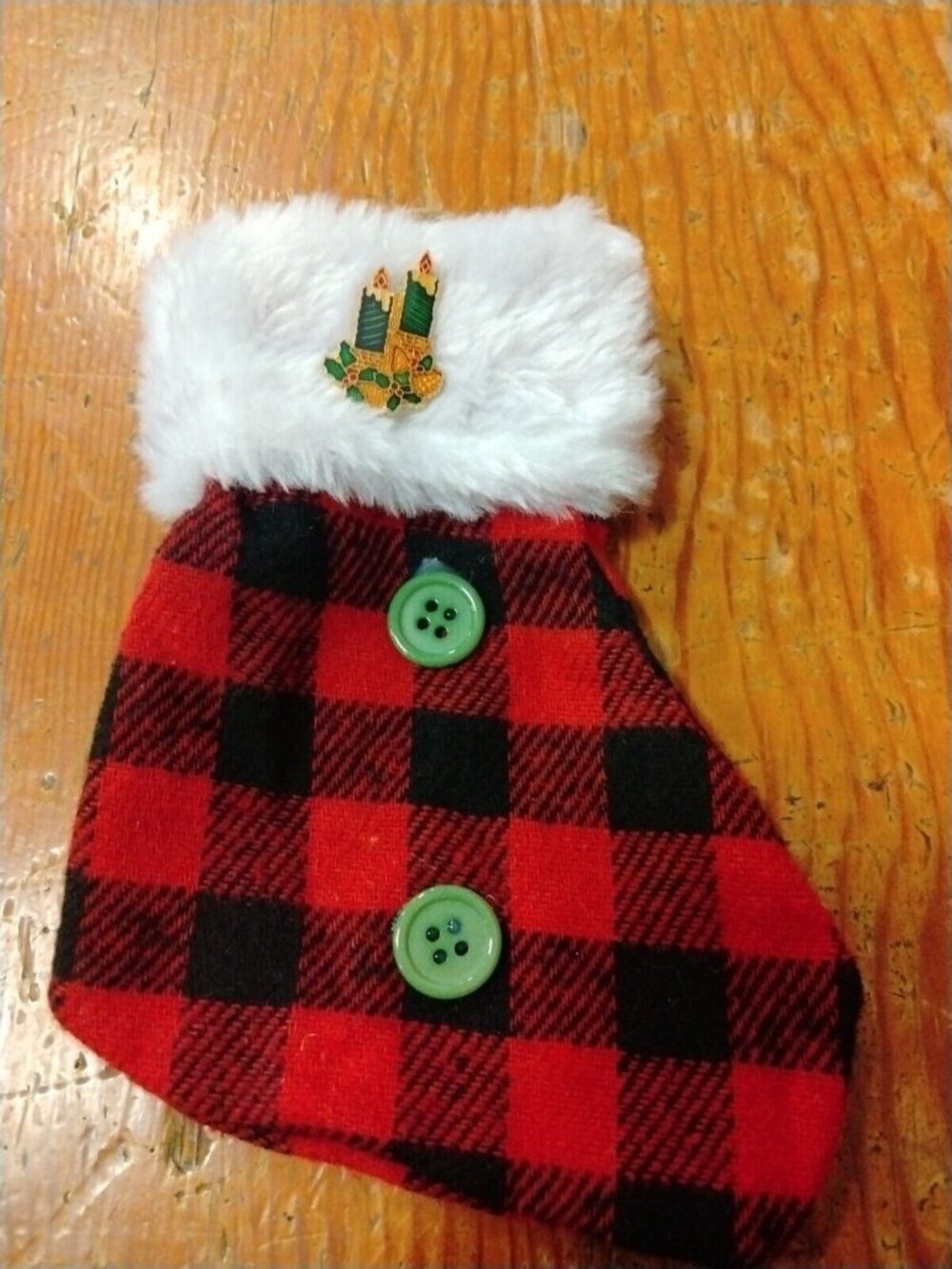 Gift Card Holder Ornament Buffalo Plaid Stocking Christmas Candle Pin